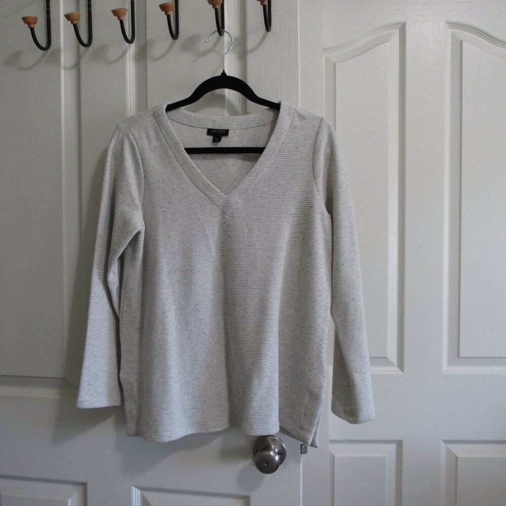 J Jill V-Neck Pullover Gray Speckled Size Small Petite